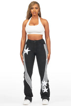 Jaziya Black Stacked Flare Jean
