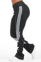 Jaziya Black Stacked Flare Jean