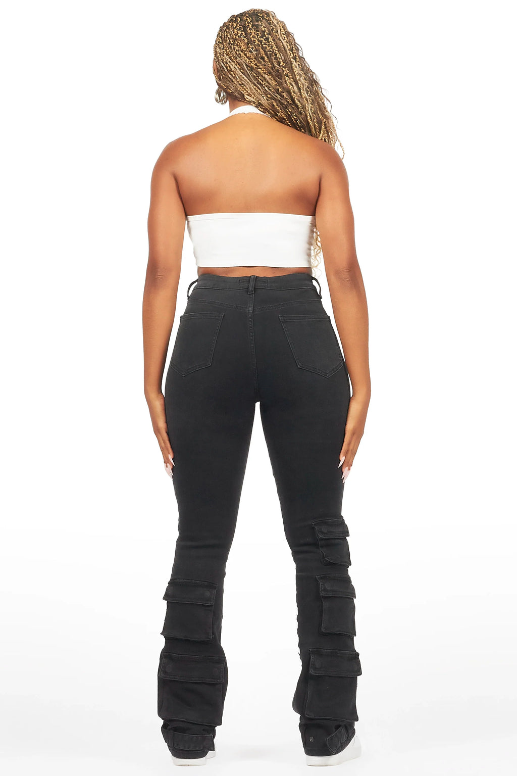 Jaziya Black Stacked Flare Jean