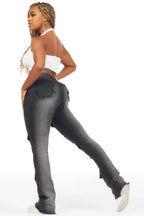 Mashawi Black Stacked Flare Jean