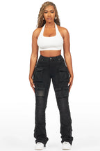 Chabria Black Stacked Flare Jean