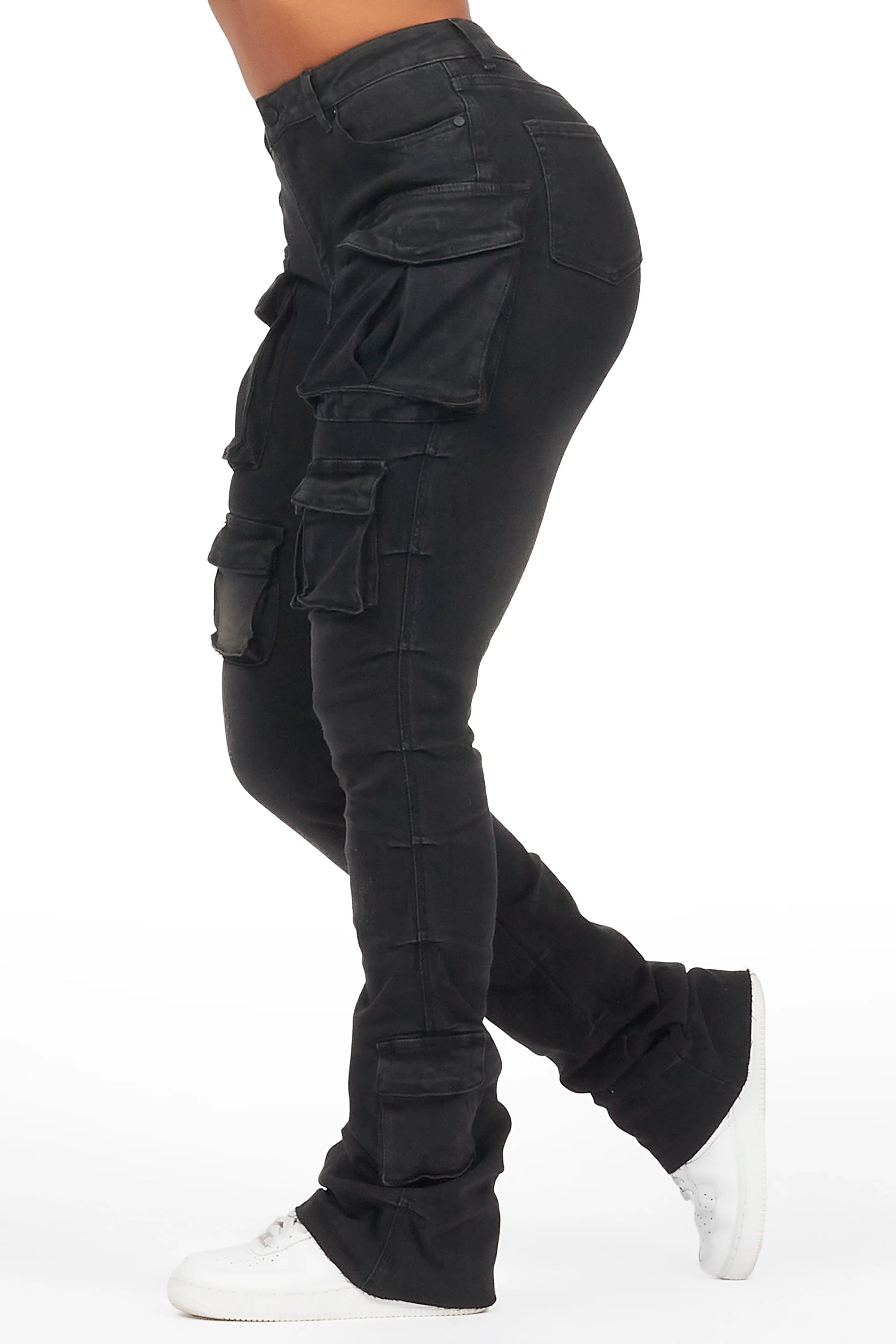 Chabria Black Stacked Flare Jean