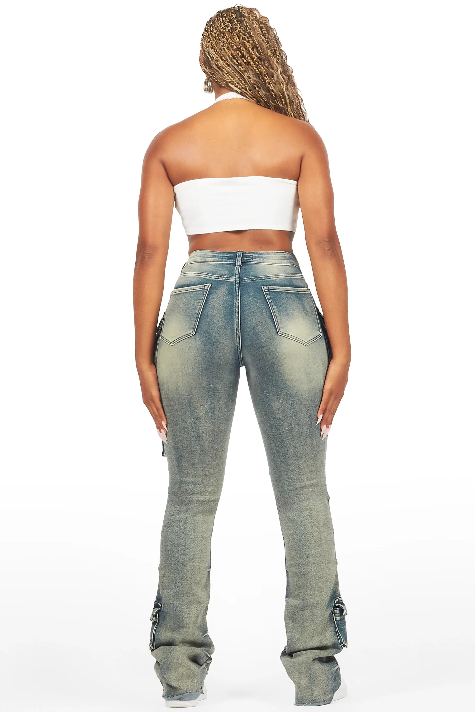 Chabria Tinted Dark Wash Stacked Flare Jean