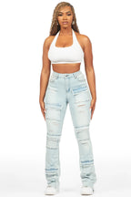 Mashawi Light Wash Stacked Flare Jean