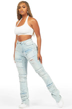 Mashawi Light Wash Stacked Flare Jean