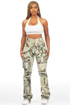 Mikayla Tree Camo Stacked Flare Jean