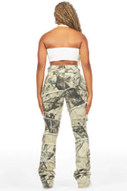 Mikayla Tree Camo Stacked Flare Jean