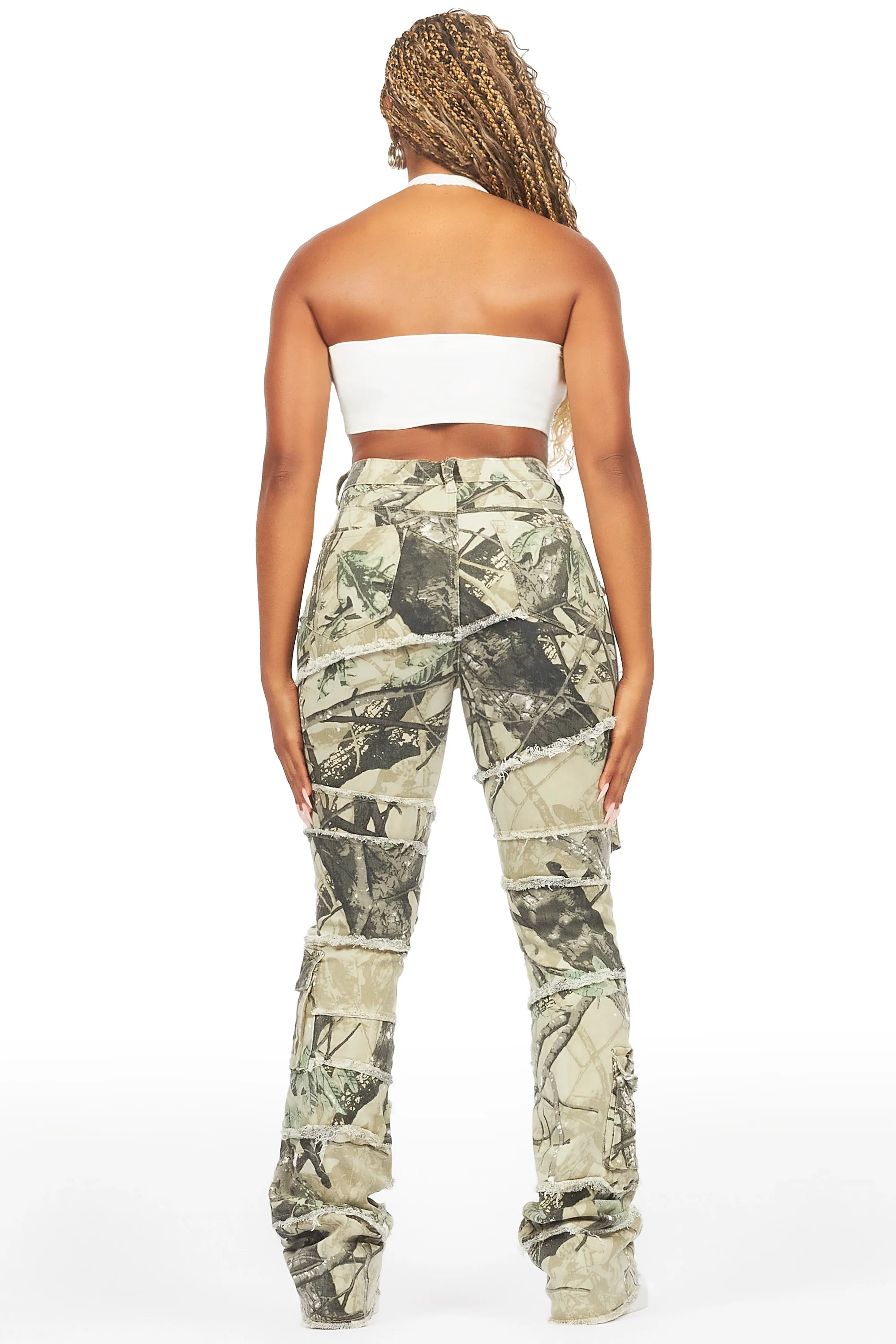Mikayla Tree Camo Stacked Flare Jean