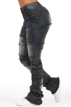 Mikayla Black Stacked Flare Jean