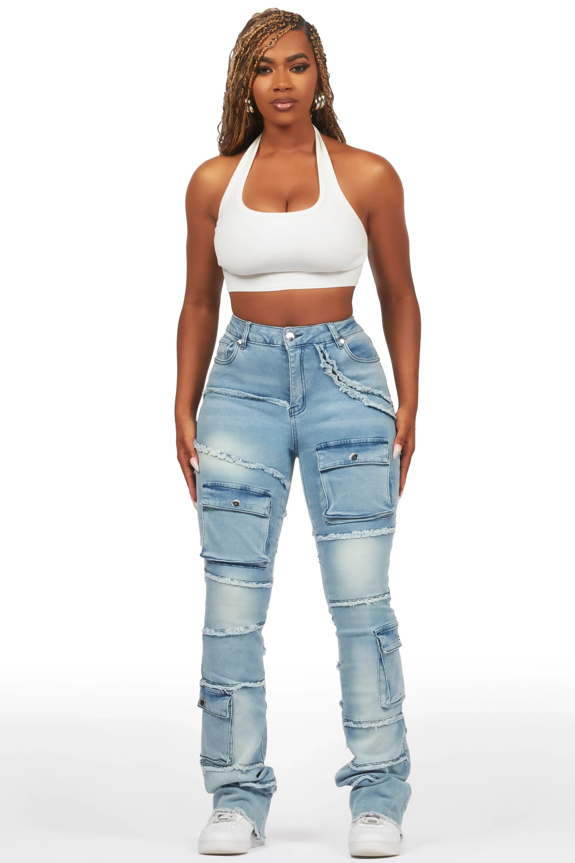 Mikayla Blue Stacked Flare Jean