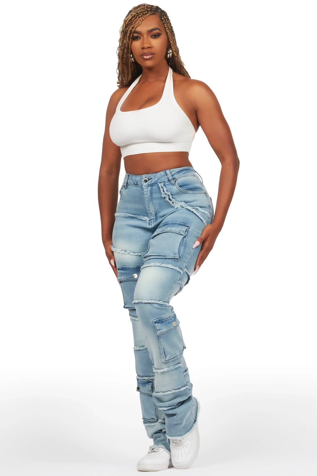 Mikayla Blue Stacked Flare Jean