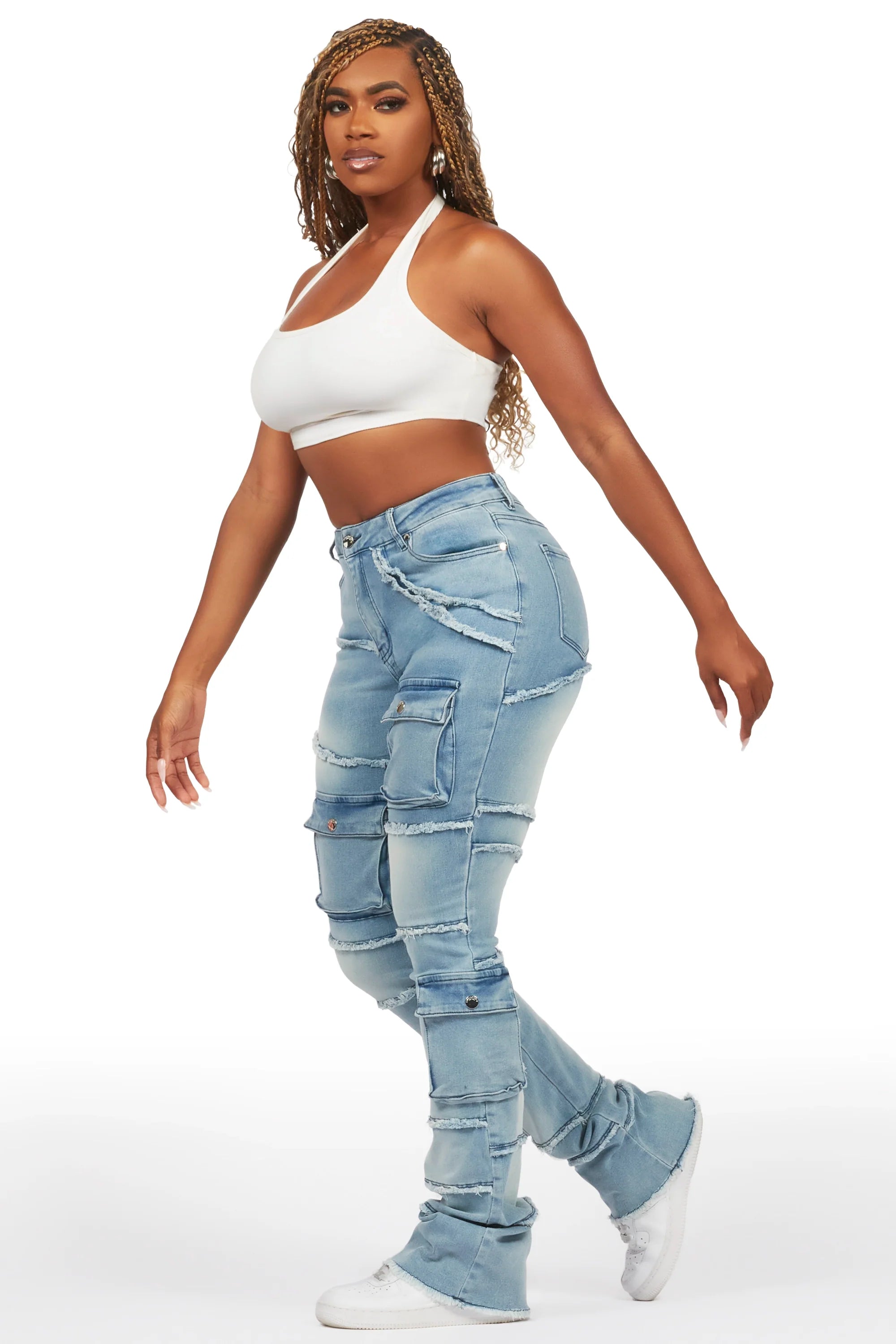Mikayla Blue Stacked Flare Jean
