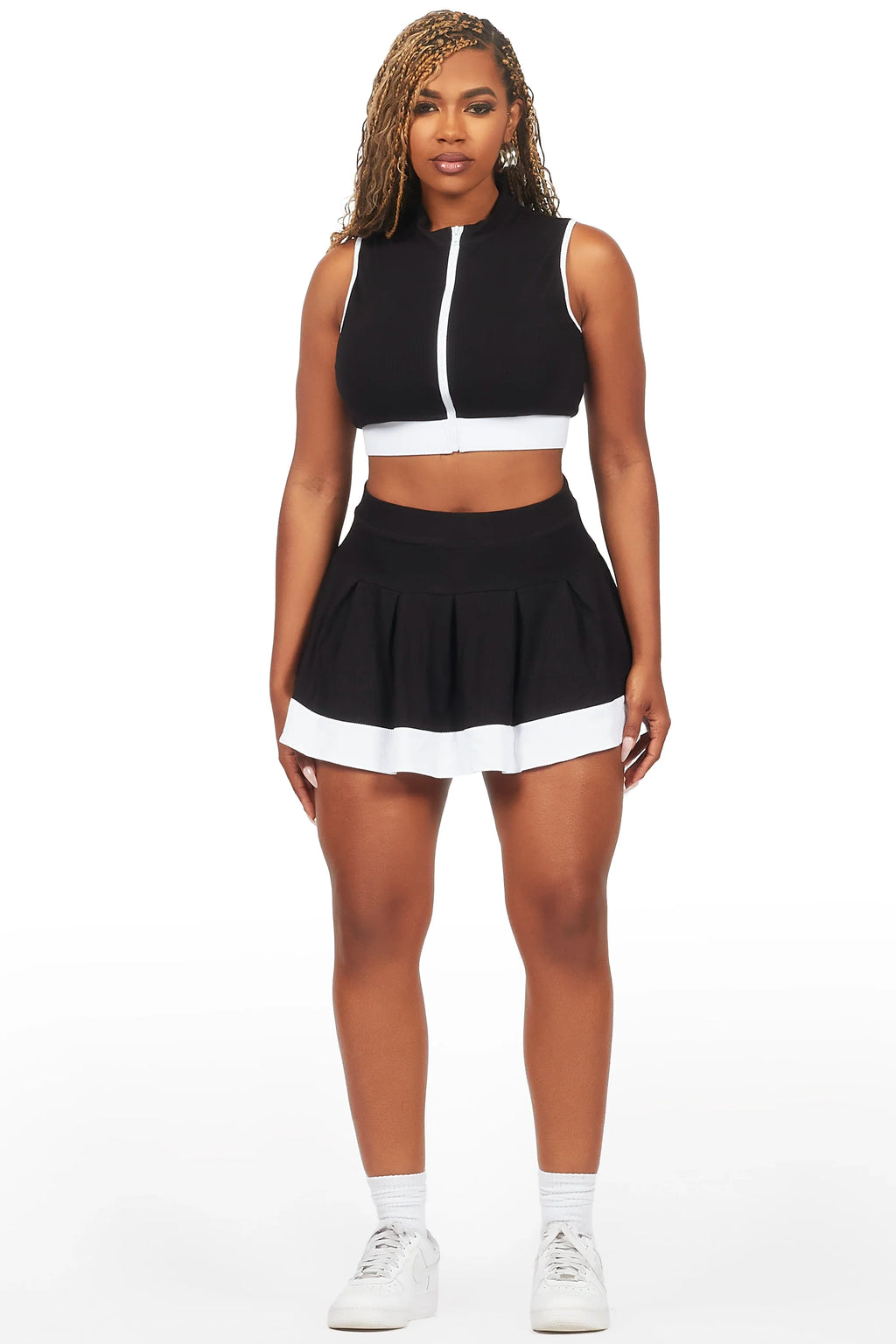 Alaiyh Black/White Skirt Set