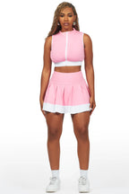 Alaiyh Pink/White Skirt Set