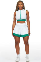 Alaiyh White/Green Skirt Set