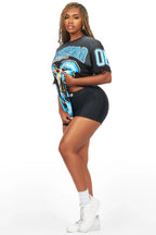 Tariqa Black/Blue Oversized T-Shirt