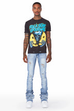 Josiah Blue Wash Super Stacked Flare Jean