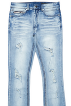 Josiah Blue Wash Super Stacked Flare Jean