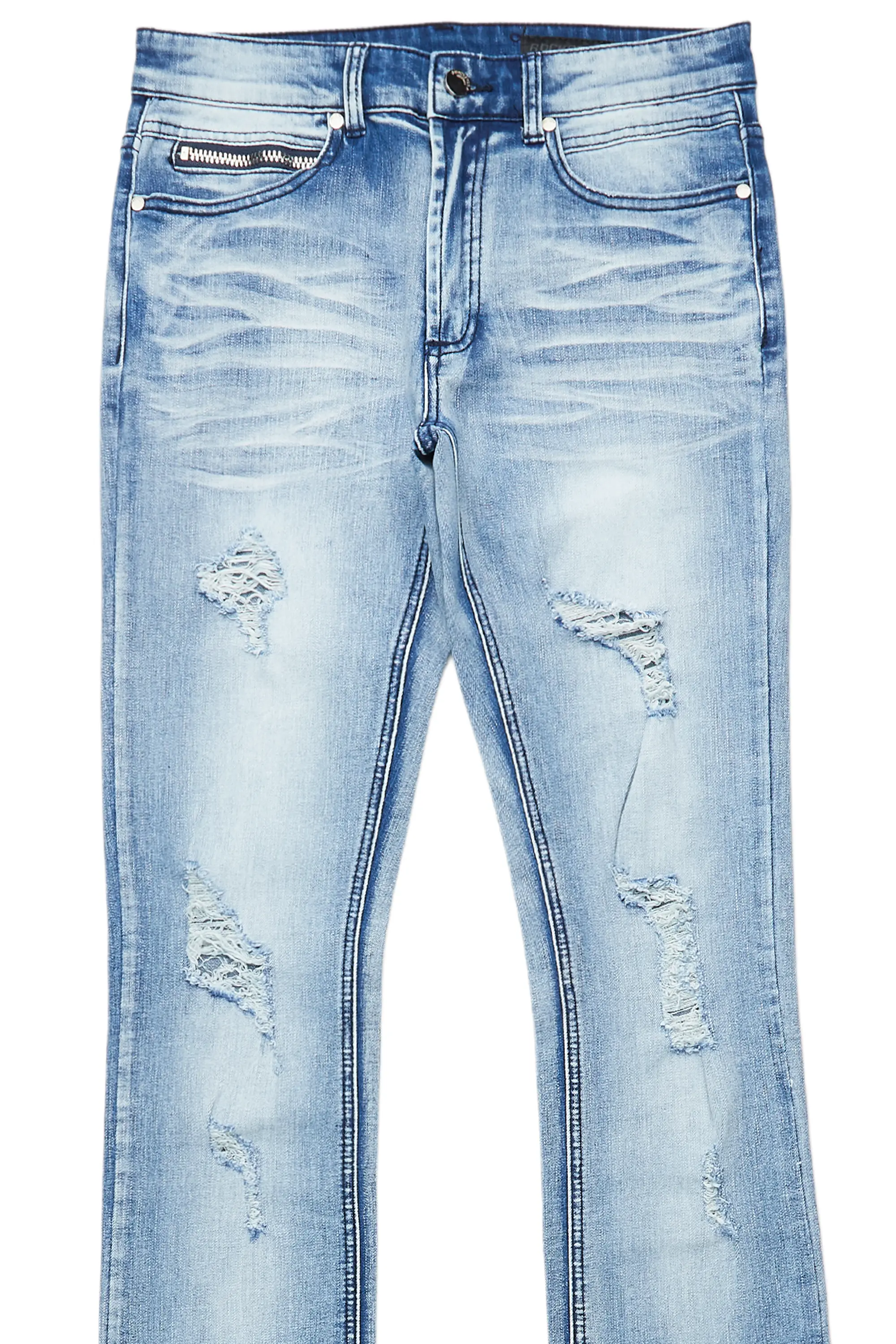 Josiah Blue Wash Super Stacked Flare Jean