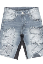 Joss Grey Patchwork Denim Short