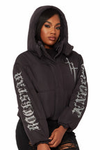 Kalisha Black Rhinestone Puffer Jacket