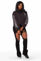 Kalisha Black Rhinestone Puffer Jacket