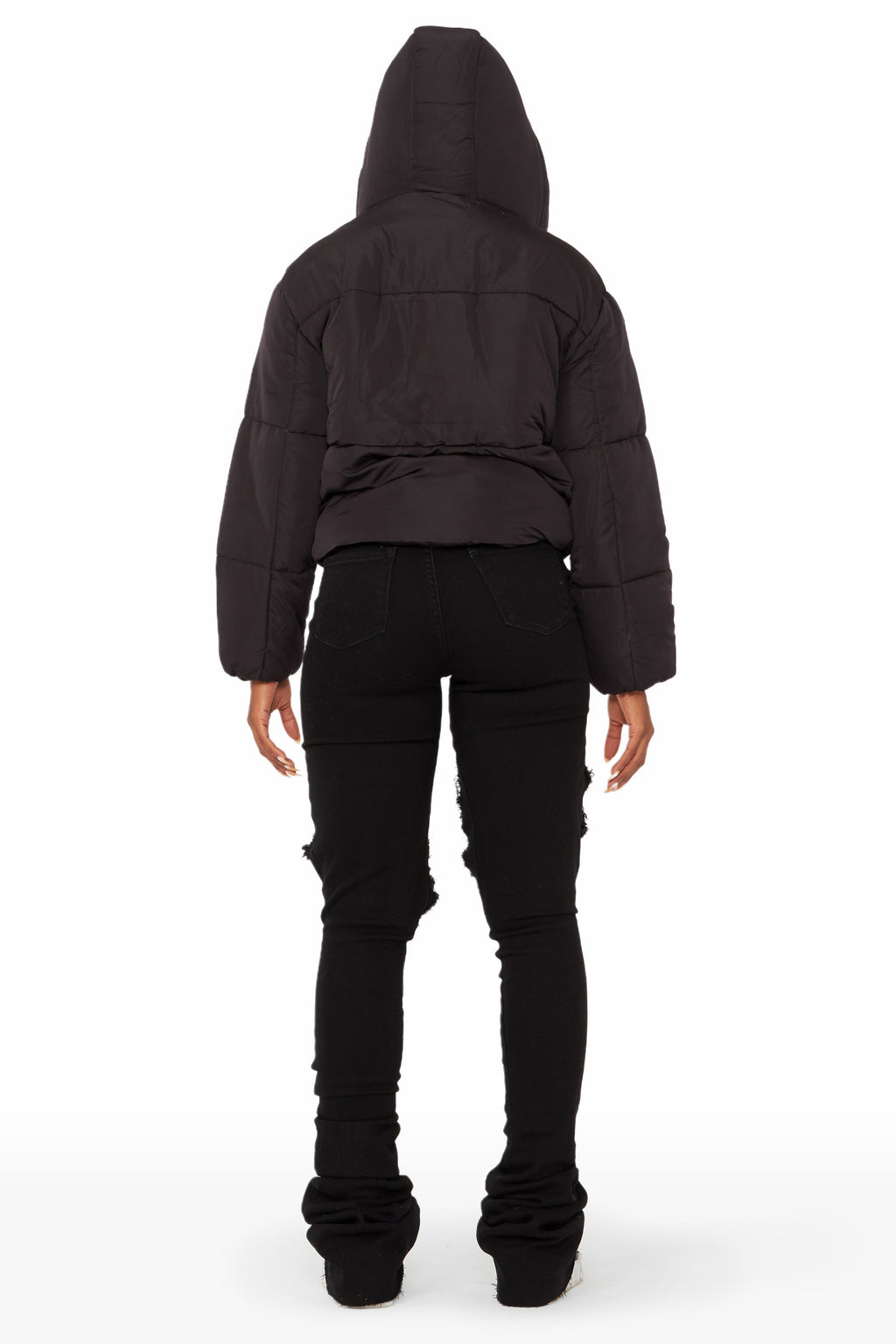 Kalisha Black Rhinestone Puffer Jacket