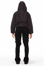 Kalisha Black Rhinestone Puffer Jacket