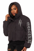 Kalisha Black Rhinestone Puffer Jacket