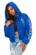 Kalisha Royal Blue Rhinestone Puffer Jacket