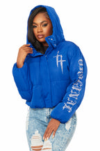 Kalisha Royal Blue Rhinestone Puffer Jacket