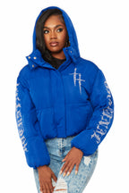 Kalisha Royal Blue Rhinestone Puffer Jacket