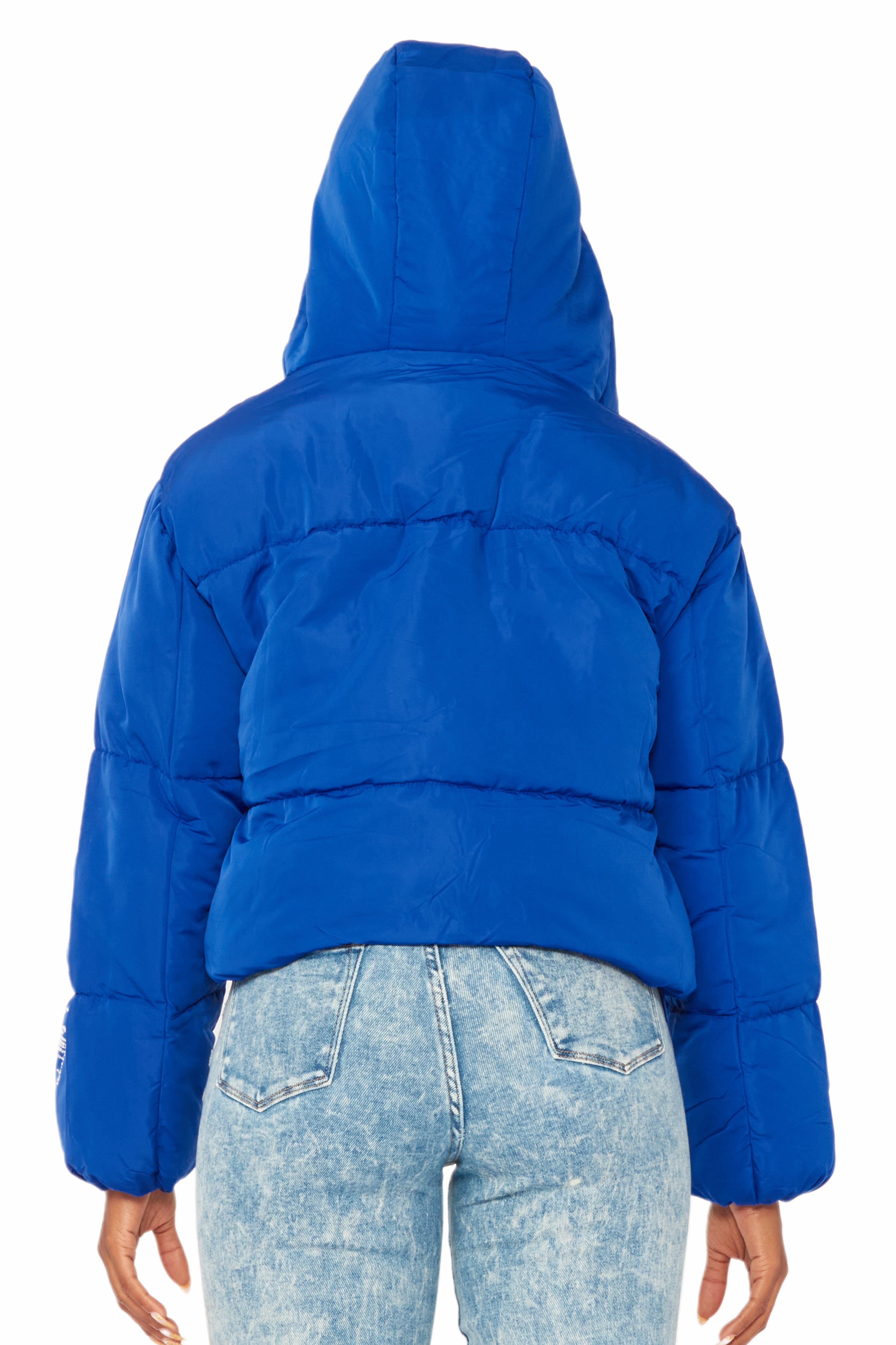 Kalisha Royal Blue Rhinestone Puffer Jacket