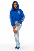 Kalisha Royal Blue Rhinestone Puffer Jacket