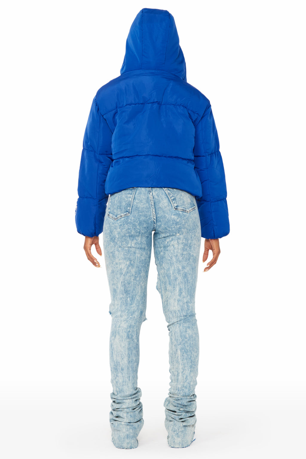 Kalisha Royal Blue Rhinestone Puffer Jacket