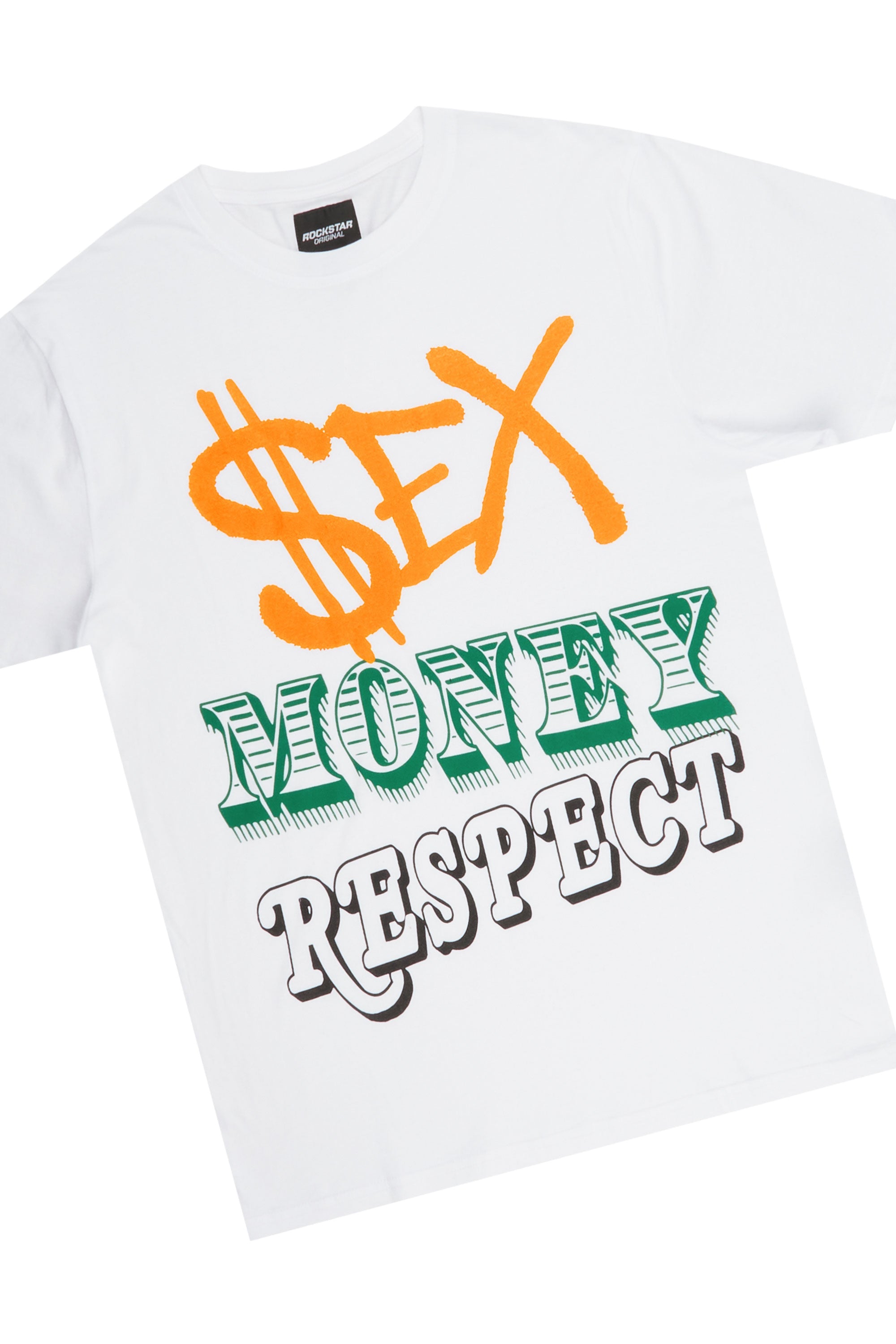 Kashy White/Orange T-Shirt Short Set