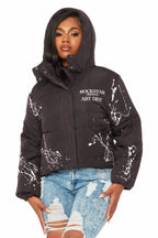 Keira Black Drippy Puffer Jacket
