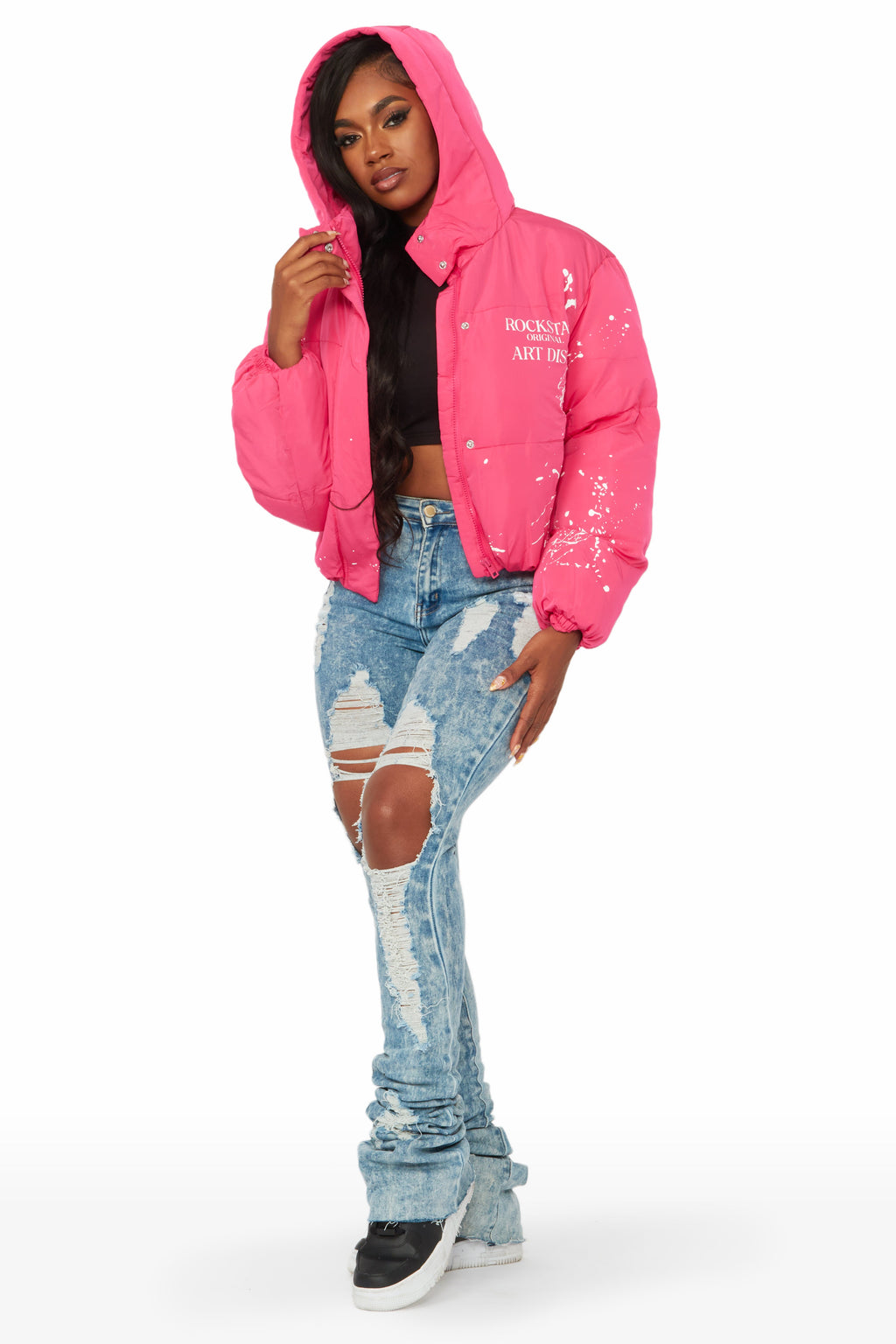 Keira Fuchsia Drippy Puffer Jacket