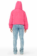 Keira Fuchsia Drippy Puffer Jacket
