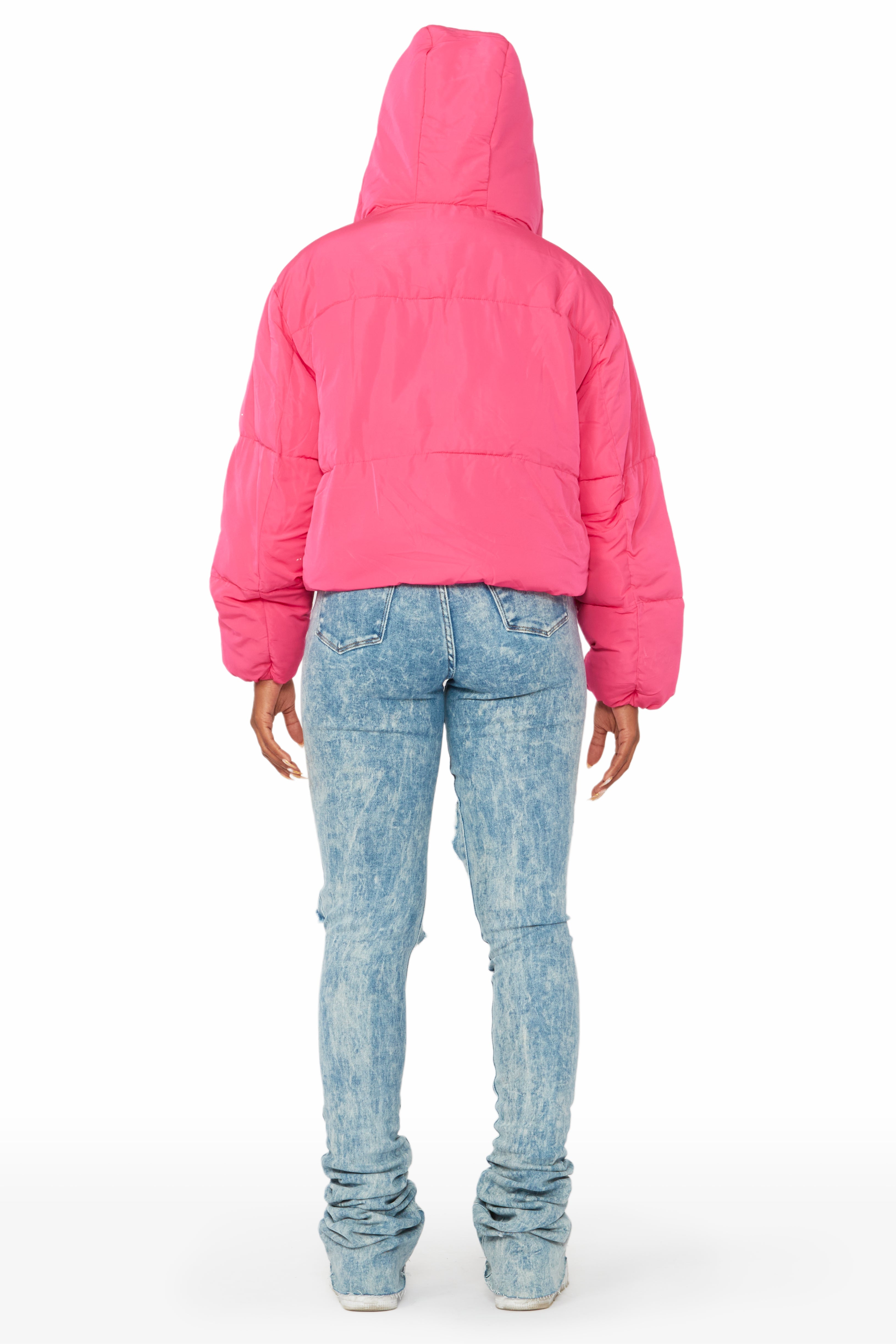 Keira Fuchsia Drippy Puffer Jacket
