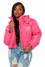 Keira Fuchsia Drippy Puffer Jacket