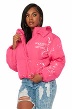Keira Fuchsia Drippy Puffer Jacket