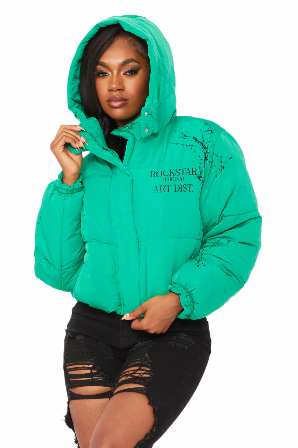 Keira Green Drippy Puffer Jacket