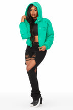 Keira Green Drippy Puffer Jacket