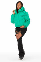 Keira Green Drippy Puffer Jacket