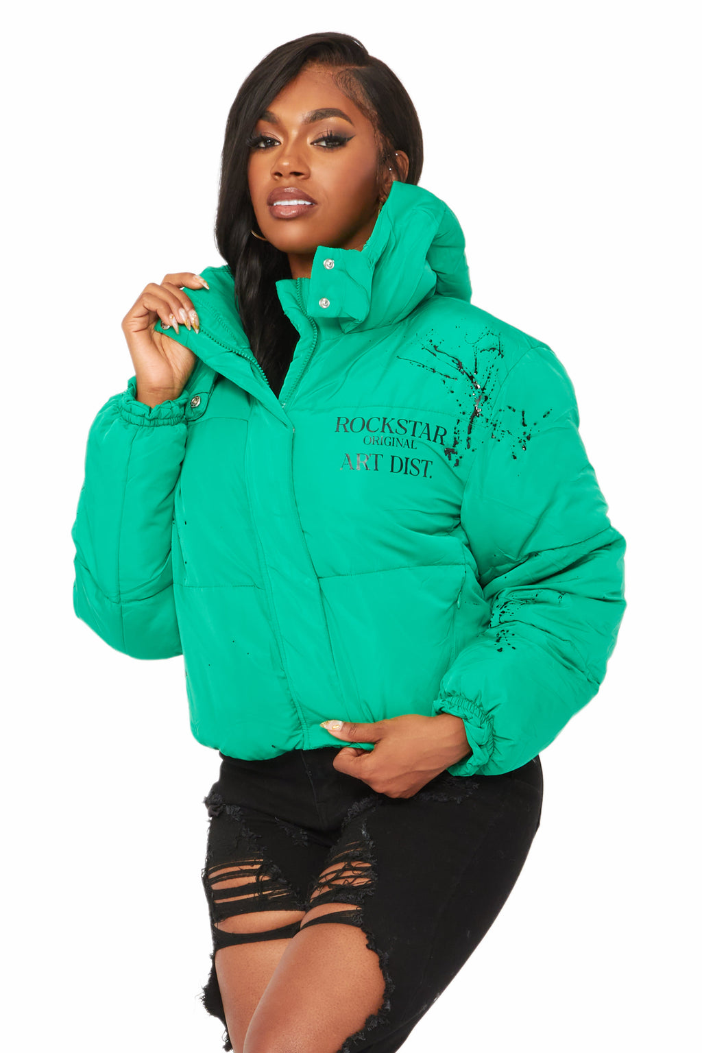 Keira Green Drippy Puffer Jacket
