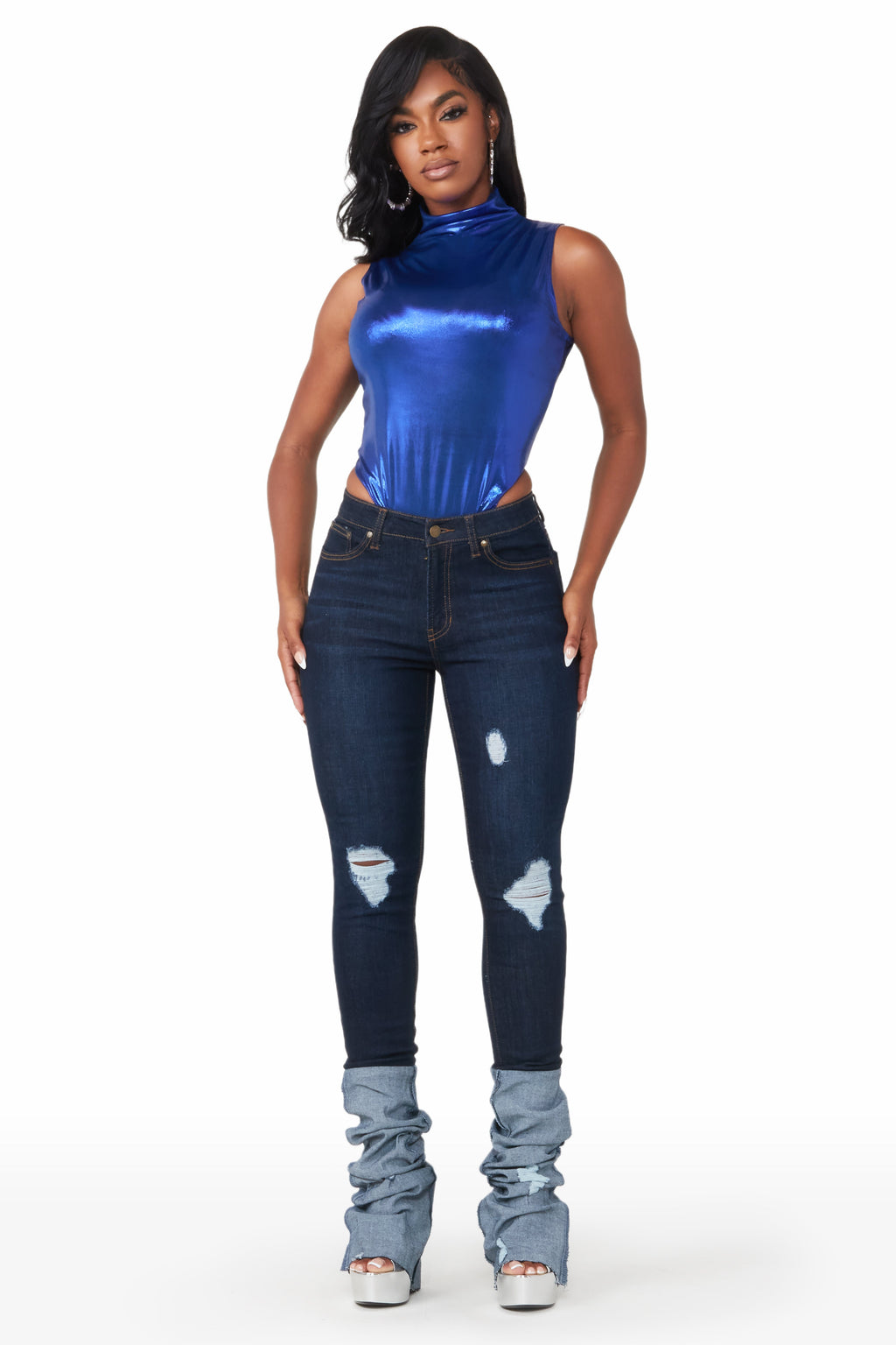 Kennedi Dark Wash Super Stacked Jean