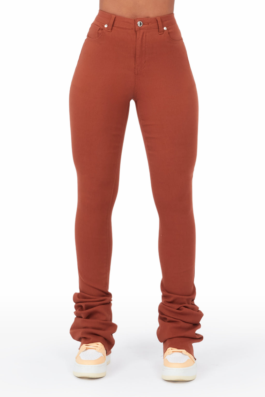 Khadeeja Brown Super Stacked Jean