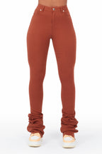 Khadeeja Brown Super Stacked Jean