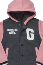 Kids Lalit Black/Pink Varsity Jacket